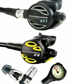 Atomic Aquatics ST1 Regulator Set (DIN Or Yoke) & Free Termo Gauge