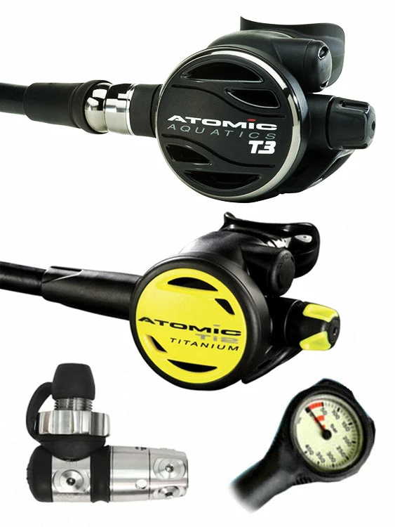 Regulator Sets Atomic Aquatics T3 Regulator Set (DIN Or Yoke) & Free Termo Gauge 4 Regulator Sets Atomic Aquatics T3 Regulator Set (DIN Or Yoke) & Free Termo Gauge