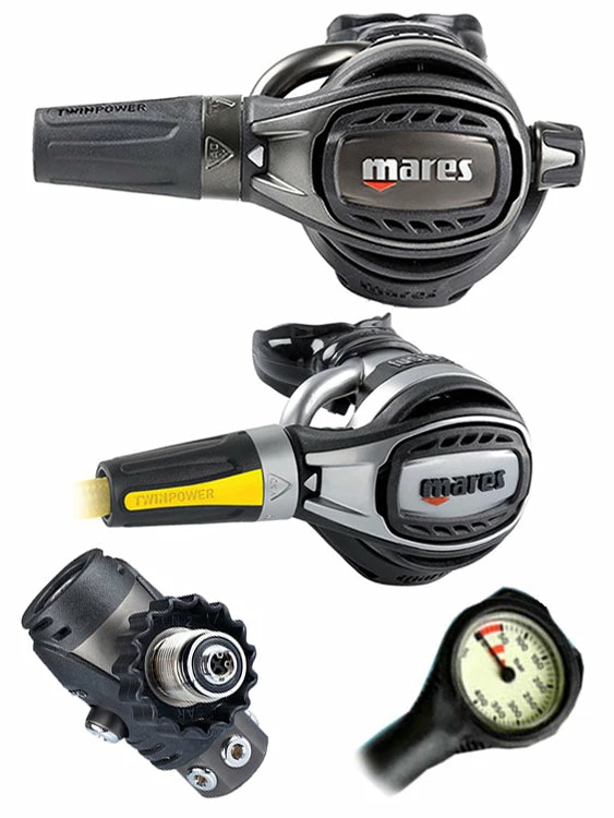 Mares Epic Adj 82X PVD (DIN Or Yoke) W/ Octopus & Free Termo Gauge 7 Mares Epic Adj 82X PVD (DIN Or Yoke) W/ Octopus & Free Termo Gauge