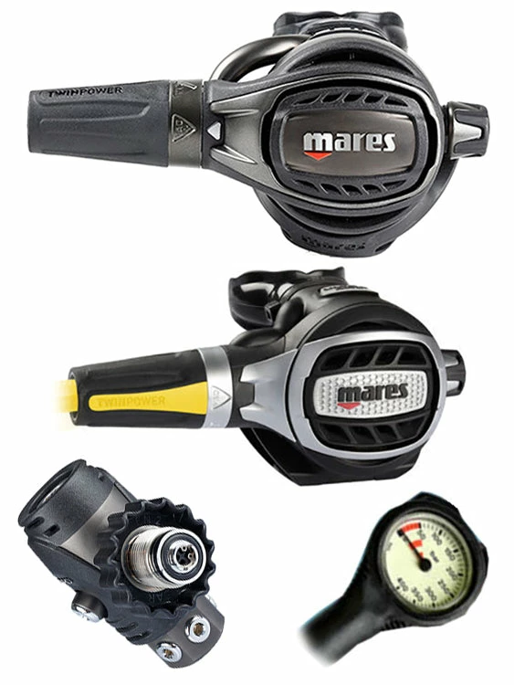 Mares Epic Adj 82X PVD (DIN Or Yoke) W/ Octopus & Free Termo Gauge 8 Mares Epic Adj 82X PVD (DIN Or Yoke) W/ Octopus & Free Termo Gauge