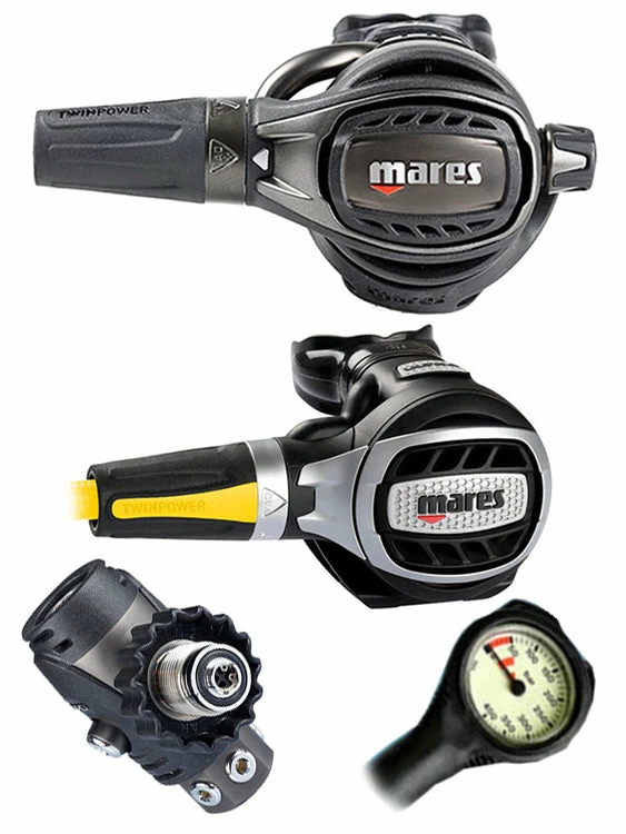 Mares Epic Adj 82X PVD (DIN Or Yoke) W/ Octopus & Free Termo Gauge 9 Mares Epic Adj 82X PVD (DIN Or Yoke) W/ Octopus & Free Termo Gauge