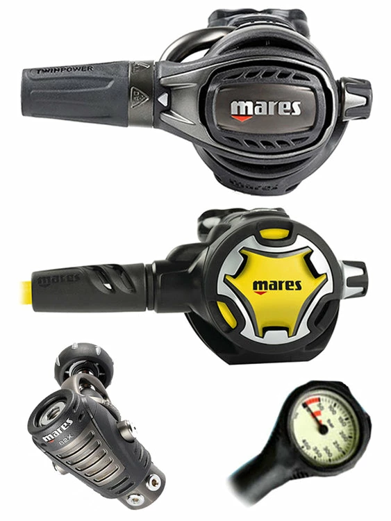 Mares Epic Adj 82X PVD (DIN Or Yoke) W/ Octopus & Free Termo Gauge 10 Mares Epic Adj 82X PVD (DIN Or Yoke) W/ Octopus & Free Termo Gauge