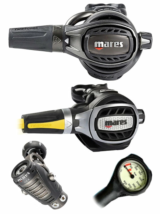 Mares Epic Adj 82X PVD (DIN Or Yoke) W/ Octopus & Free Termo Gauge 13 Mares Epic Adj 82X PVD (DIN Or Yoke) W/ Octopus & Free Termo Gauge