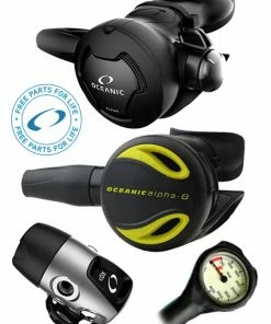 Oceanic Regulator Set: Alpha 10 / CDX (DIN Or Yoke) / Alpha 8 Octopus & Free Termo Gauge
