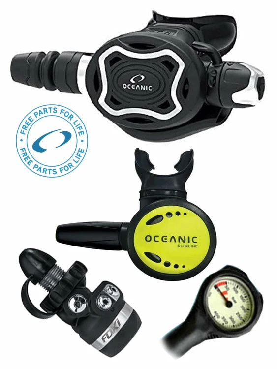 Oceanic Regulator Set: Zeo / FDXi (DIN Or Yoke) / Octopus & Free Termo Gauge 9 Oceanic Regulator Set: Zeo / FDXi (DIN Or Yoke) / Octopus & Free Termo Gauge