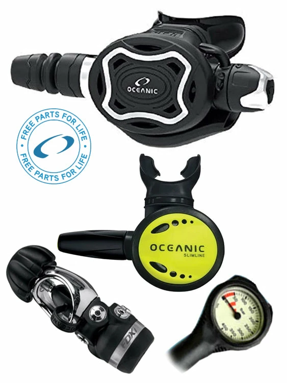 Oceanic Regulator Set: Zeo / FDXi (DIN Or Yoke) / Octopus & Free Termo Gauge 10 Oceanic Regulator Set: Zeo / FDXi (DIN Or Yoke) / Octopus & Free Termo Gauge