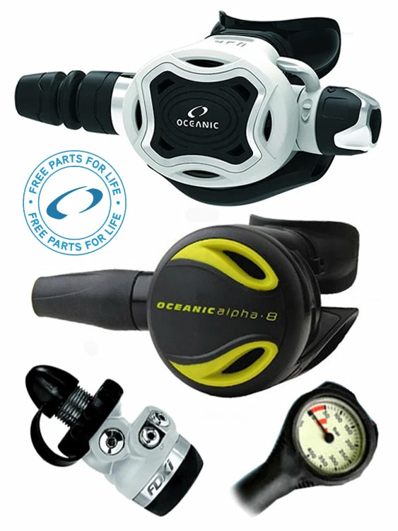 Oceanic Regulator Set: Zeo / FDXi (DIN Or Yoke) / Octopus & Free Termo Gauge 4 Oceanic Regulator Set: Zeo / FDXi (DIN Or Yoke) / Octopus & Free Termo Gauge