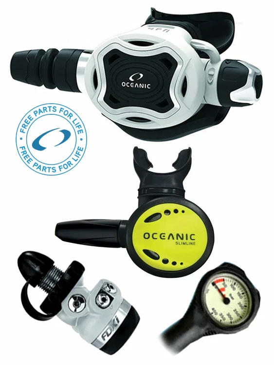 Oceanic Regulator Set: Zeo / FDXi (DIN Or Yoke) / Octopus & Free Termo Gauge 6 Oceanic Regulator Set: Zeo / FDXi (DIN Or Yoke) / Octopus & Free Termo Gauge