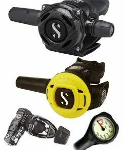 Scubapro Regulator Set: MK25 Evo Black Tech (DIN Or Yoke) / A700 Carbon / Octopus & Free Termo Gauge 15 Scubapro Regulator Set: MK25 Evo Black Tech (DIN Or Yoke) / A700 Carbon / Octopus & Free Termo Gauge