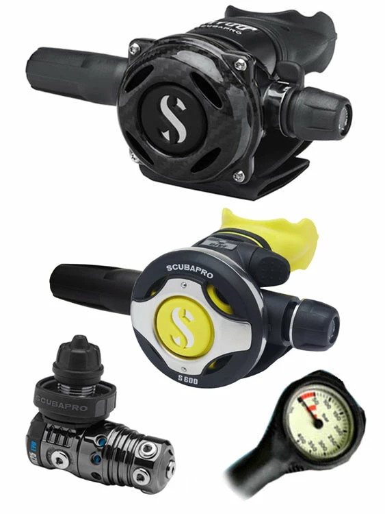 Scubapro Regulator Set: MK25 Evo Black Tech (DIN Or Yoke) / A700 Carbon / Octopus & Free Termo Gauge 10 Scubapro Regulator Set: MK25 Evo Black Tech (DIN Or Yoke) / A700 Carbon / Octopus & Free Termo Gauge