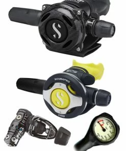 Scubapro Regulator Set: MK25 Evo Black Tech (DIN Or Yoke) / A700 Carbon / Octopus & Free Termo Gauge 14 Scubapro Regulator Set: MK25 Evo Black Tech (DIN Or Yoke) / A700 Carbon / Octopus & Free Termo Gauge