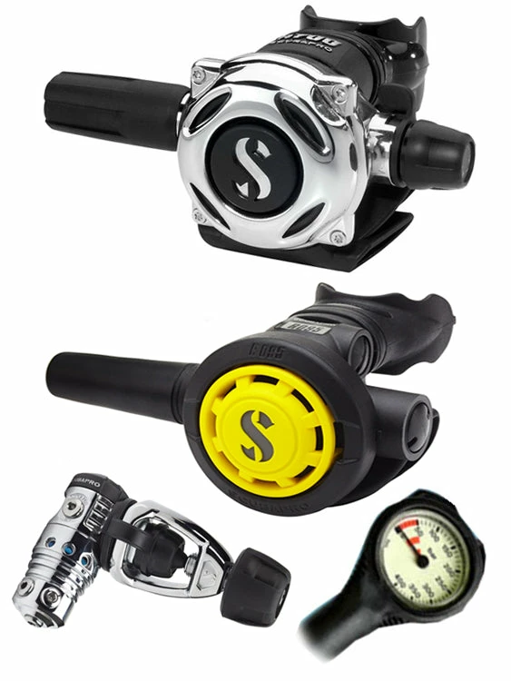 Regulator Sets Scubapro Regulator Set: MK25 Evo (DIN Or Yoke) / A700 / Octopus & Free Termo Gauge 3 Regulator Sets Scubapro Regulator Set: MK25 Evo (DIN Or Yoke) / A700 / Octopus & Free Termo Gauge