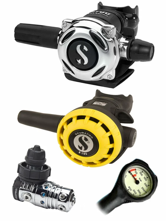 Regulator Sets Scubapro Regulator Set: MK25 Evo (DIN Or Yoke) / A700 / Octopus & Free Termo Gauge 6 Regulator Sets Scubapro Regulator Set: MK25 Evo (DIN Or Yoke) / A700 / Octopus & Free Termo Gauge