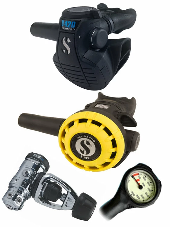Scubapro Regulator Set: MK19 Evo (DIN Or Yoke) / D420 / Octopus & Free Termo Gauge 6 Scubapro Regulator Set: MK19 Evo (DIN Or Yoke) / D420 / Octopus & Free Termo Gauge
