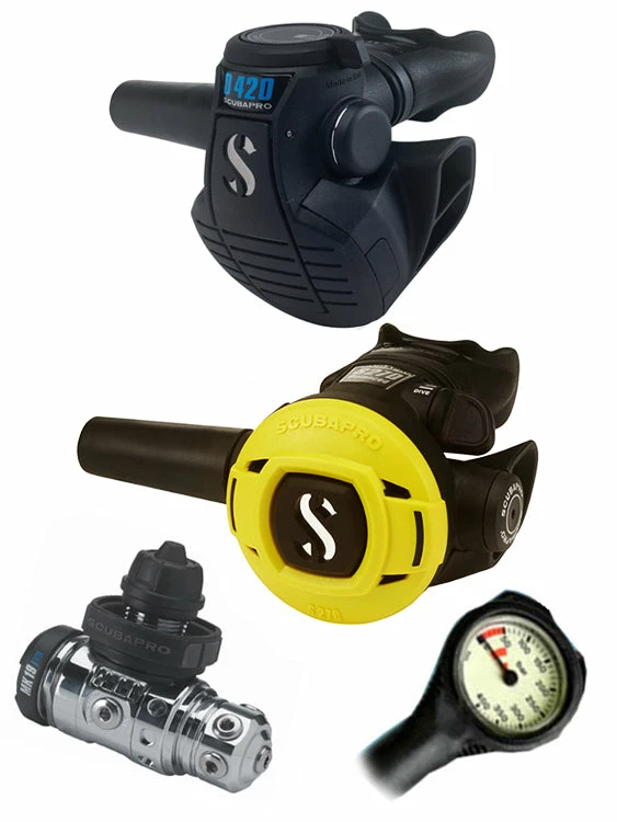 Scubapro Regulator Set: MK19 Evo (DIN Or Yoke) / D420 / Octopus & Free Termo Gauge 8 Scubapro Regulator Set: MK19 Evo (DIN Or Yoke) / D420 / Octopus & Free Termo Gauge