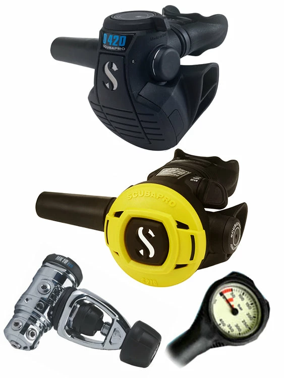 Scubapro Regulator Set: MK19 Evo (DIN Or Yoke) / D420 / Octopus & Free Termo Gauge 7 Scubapro Regulator Set: MK19 Evo (DIN Or Yoke) / D420 / Octopus & Free Termo Gauge