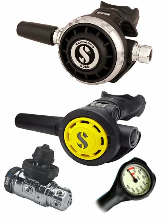 Scubapro Regulator Set: MK19 Evo (DIN Or Yoke) / G260 / Octopus & Free Termo Gauge 3 Scubapro Regulator Set: MK19 Evo (DIN Or Yoke) / G260 / Octopus & Free Termo Gauge