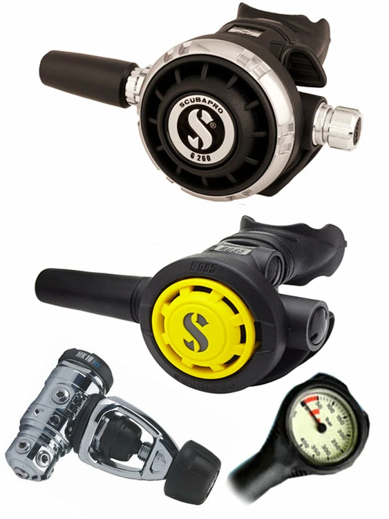 Scubapro Regulator Set: MK19 Evo (DIN Or Yoke) / G260 / Octopus & Free Termo Gauge 4 Scubapro Regulator Set: MK19 Evo (DIN Or Yoke) / G260 / Octopus & Free Termo Gauge