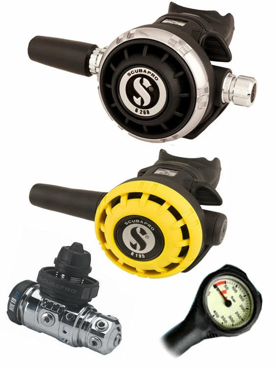 Scubapro Regulator Set: MK19 Evo (DIN Or Yoke) / G260 / Octopus & Free Termo Gauge 5 Scubapro Regulator Set: MK19 Evo (DIN Or Yoke) / G260 / Octopus & Free Termo Gauge