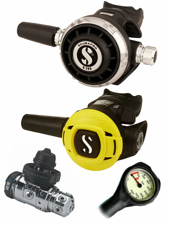 Scubapro Regulator Set: MK19 Evo (DIN Or Yoke) / G260 / Octopus & Free Termo Gauge 8 Scubapro Regulator Set: MK19 Evo (DIN Or Yoke) / G260 / Octopus & Free Termo Gauge