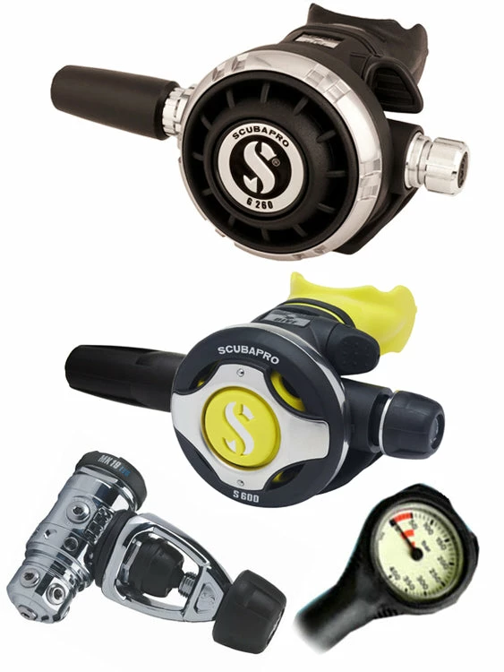 Scubapro Regulator Set: MK19 Evo (DIN Or Yoke) / G260 / Octopus & Free Termo Gauge 10 Scubapro Regulator Set: MK19 Evo (DIN Or Yoke) / G260 / Octopus & Free Termo Gauge