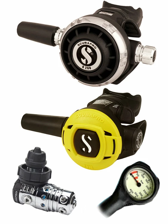 Scubapro Regulator Set: MK25 Evo (DIN Or Yoke) / G260 / Octopus & Free Termo Gauge 8 Scubapro Regulator Set: MK25 Evo (DIN Or Yoke) / G260 / Octopus & Free Termo Gauge