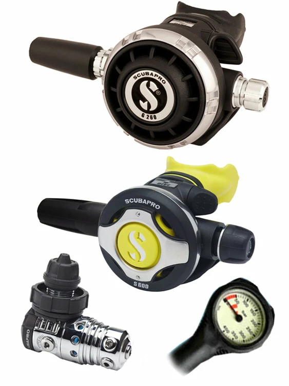 Scubapro Regulator Set: MK25 Evo (DIN Or Yoke) / G260 / Octopus & Free Termo Gauge 10 Scubapro Regulator Set: MK25 Evo (DIN Or Yoke) / G260 / Octopus & Free Termo Gauge