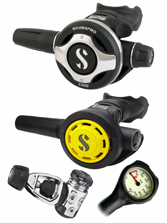 Scubapro Regulator Set: MK17 Evo (DIN Or Yoke) / S600 / Octopus & Free Termo Gauge 3 Scubapro Regulator Set: MK17 Evo (DIN Or Yoke) / S600 / Octopus & Free Termo Gauge