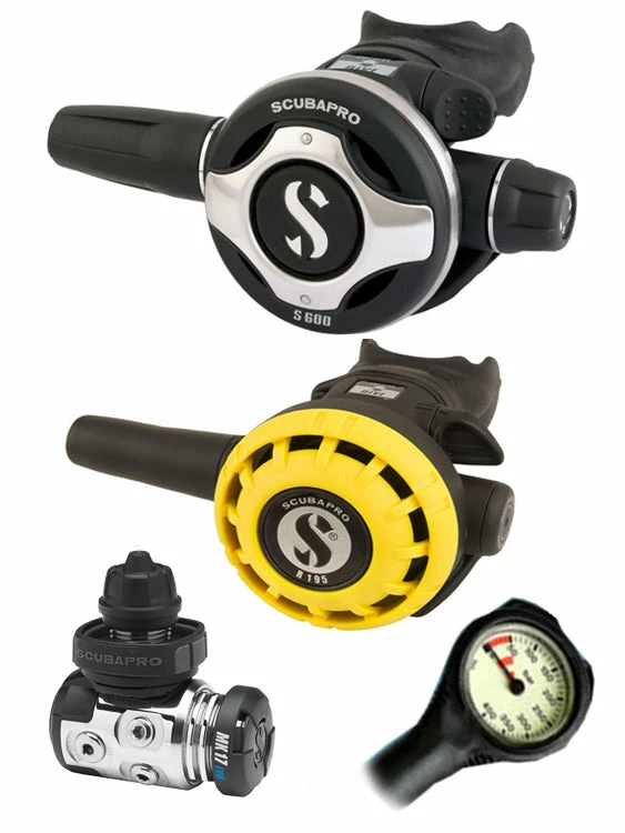 Scubapro Regulator Set: MK17 Evo (DIN Or Yoke) / S600 / Octopus & Free Termo Gauge 6 Scubapro Regulator Set: MK17 Evo (DIN Or Yoke) / S600 / Octopus & Free Termo Gauge