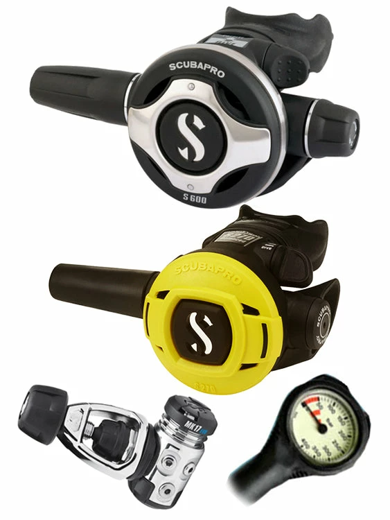 Scubapro Regulator Set: MK17 Evo (DIN Or Yoke) / S600 / Octopus & Free Termo Gauge 7 Scubapro Regulator Set: MK17 Evo (DIN Or Yoke) / S600 / Octopus & Free Termo Gauge