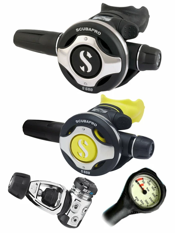 Scubapro Regulator Set: MK17 Evo (DIN Or Yoke) / S600 / Octopus & Free Termo Gauge 9 Scubapro Regulator Set: MK17 Evo (DIN Or Yoke) / S600 / Octopus & Free Termo Gauge