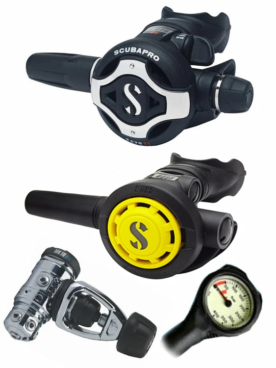 Scubapro Regulator Set: MK19 Evo (DIN Or Yoke) / S620 Ti / Octopus & Free Termo Gauge Regulator Sets 4 Scubapro Regulator Set: MK19 Evo (DIN Or Yoke) / S620 Ti / Octopus & Free Termo Gauge Regulator Sets