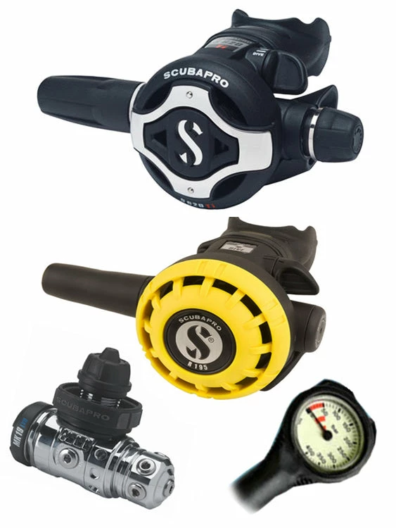 Scubapro Regulator Set: MK19 Evo (DIN Or Yoke) / S620 Ti / Octopus & Free Termo Gauge Regulator Sets 6 Scubapro Regulator Set: MK19 Evo (DIN Or Yoke) / S620 Ti / Octopus & Free Termo Gauge Regulator Sets