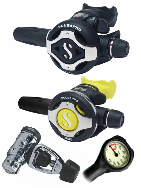 Scubapro Regulator Set: MK19 Evo (DIN Or Yoke) / S620 Ti / Octopus & Free Termo Gauge Regulator Sets 10 Scubapro Regulator Set: MK19 Evo (DIN Or Yoke) / S620 Ti / Octopus & Free Termo Gauge Regulator Sets