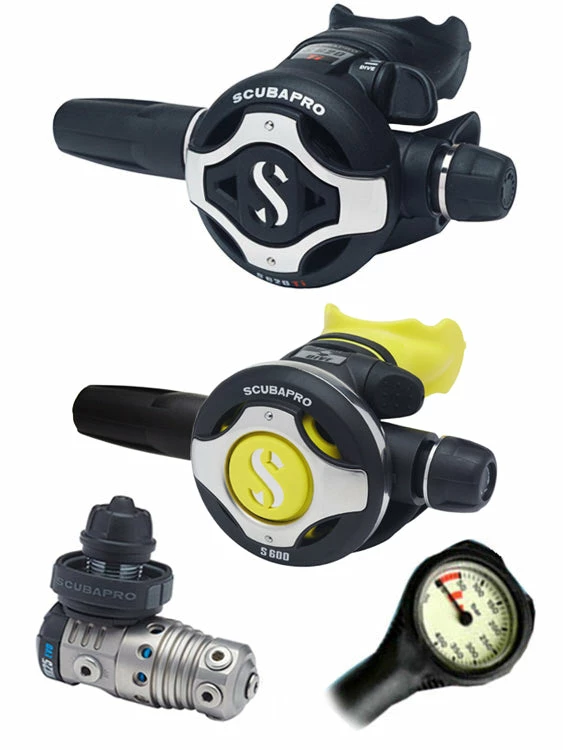 Scubapro Regulator Set: MK25 Evo Titanium (DIN Or Yoke) / S620 X-Titanium / Octopus & Free Termo Gauge 10 Scubapro Regulator Set: MK25 Evo Titanium (DIN Or Yoke) / S620 X-Titanium / Octopus & Free Termo Gauge