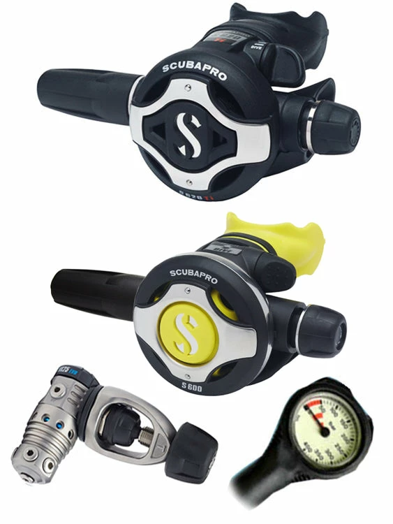 Scubapro Regulator Set: MK25 Evo Titanium (DIN Or Yoke) / S620 X-Titanium / Octopus & Free Termo Gauge 9 Scubapro Regulator Set: MK25 Evo Titanium (DIN Or Yoke) / S620 X-Titanium / Octopus & Free Termo Gauge